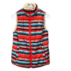 Ariat Hallstatt Reversible Vest size XS Serape Stripe Aqua Coral Blue Full Zip